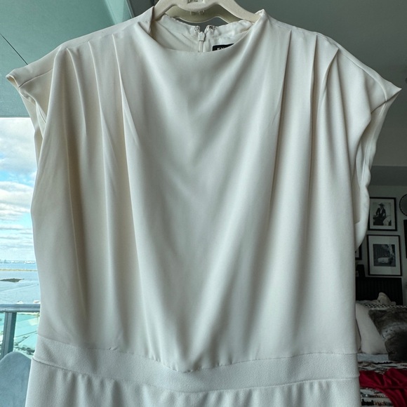 EXPRESS size L Cap Sleeve Midi Sheath Dress in CREAM - Picture 2 of 4